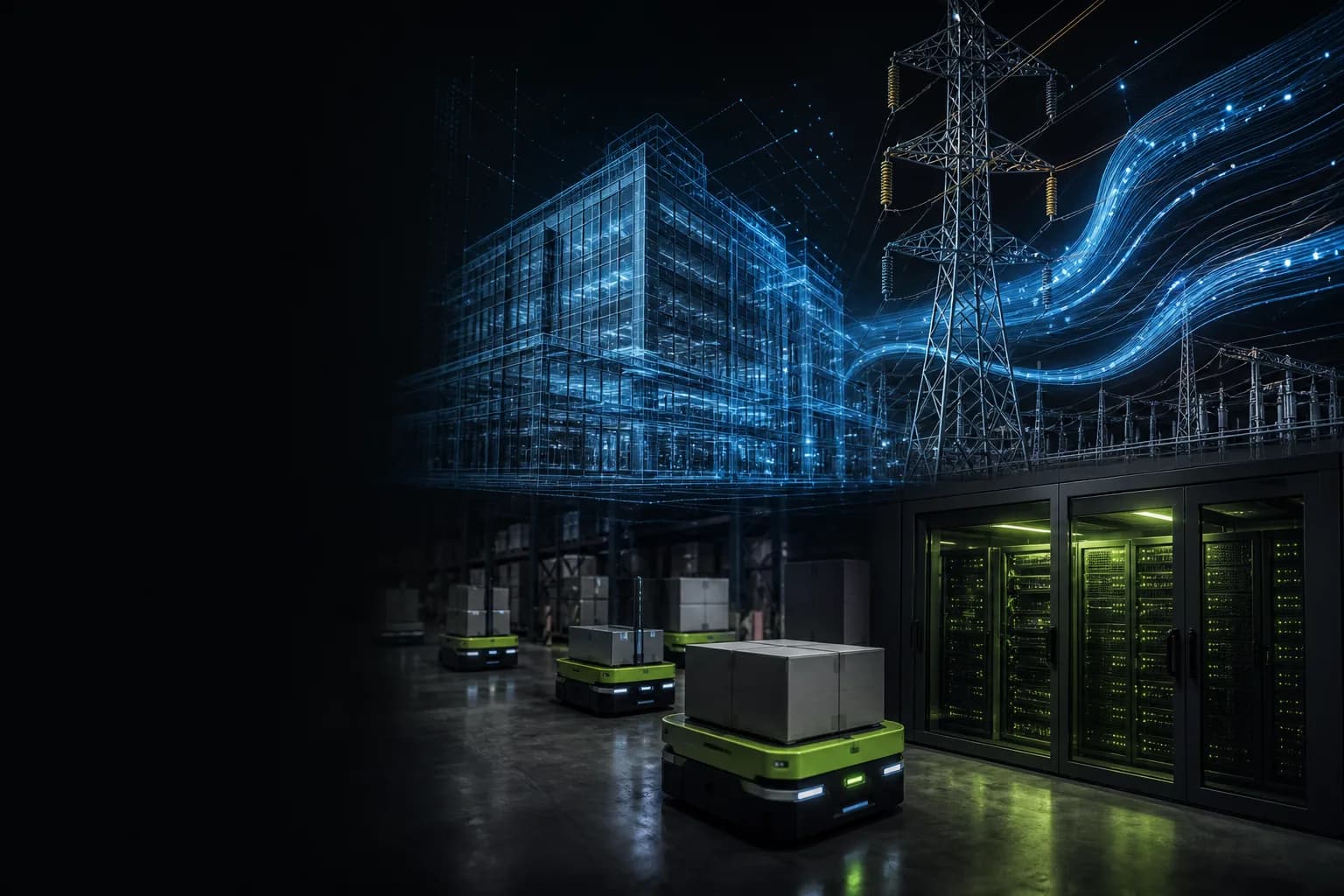 Convergence of digital twins, utility grids, warehouse robotics, and sovereign compute